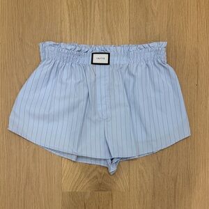 Women's Blue Pin Striped Boxer Shorts